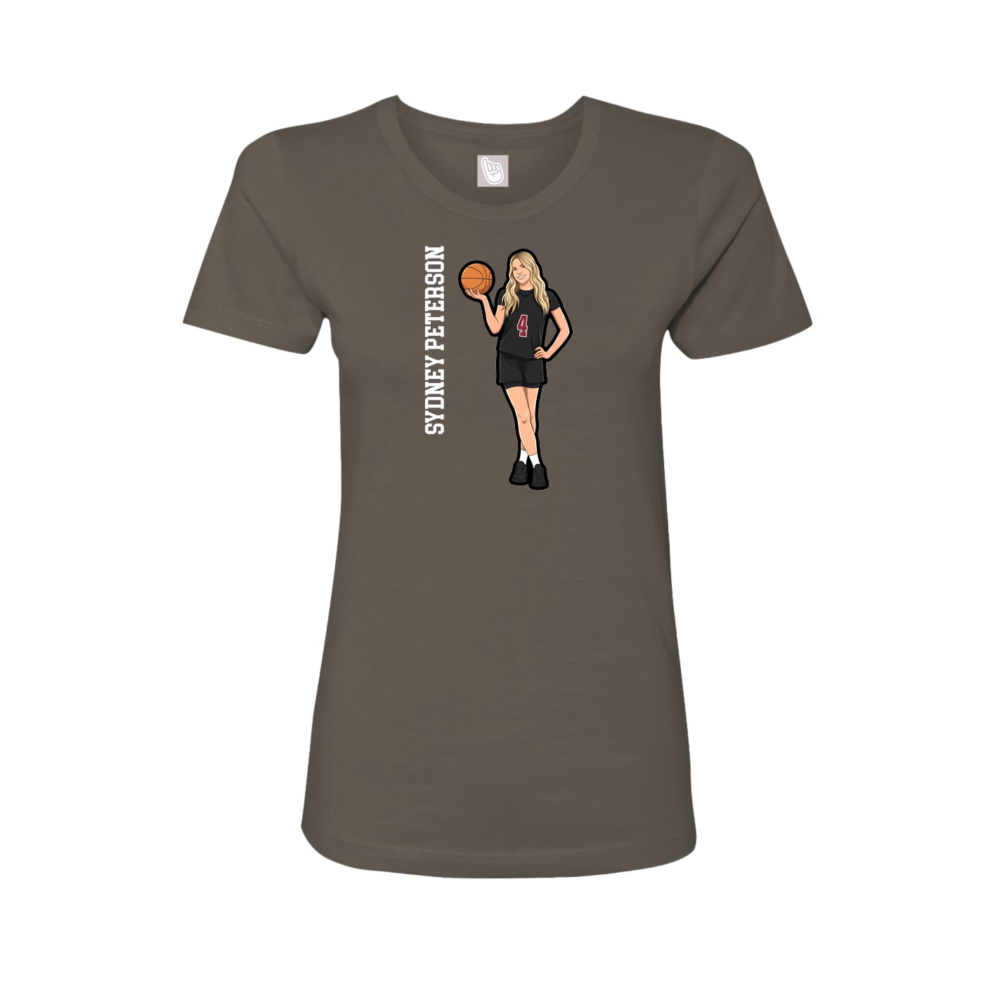 Fitted Women's Tee — Name Vertical in Grey