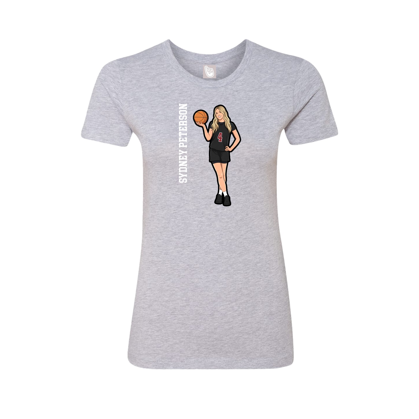 Womens Tee — Name Vertical in Grey