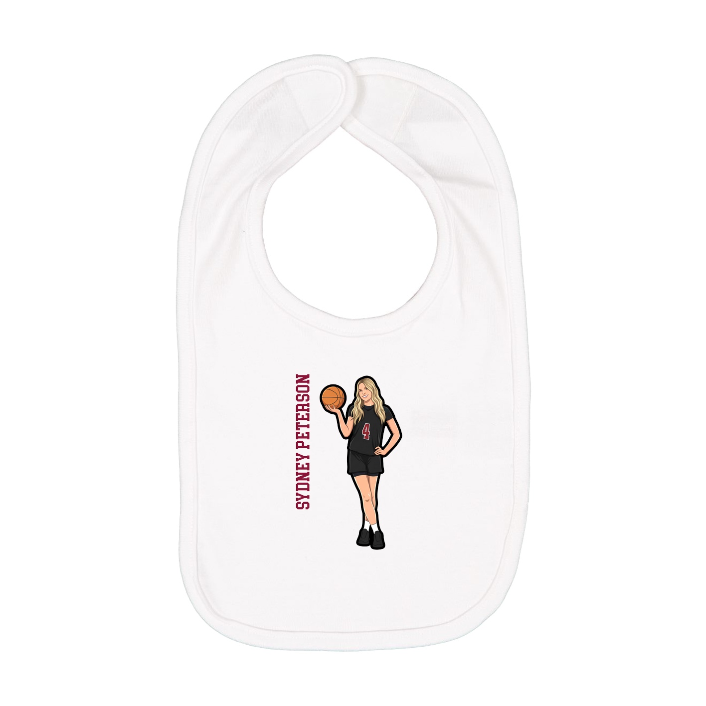 Infant Bib — Name Vertical in White