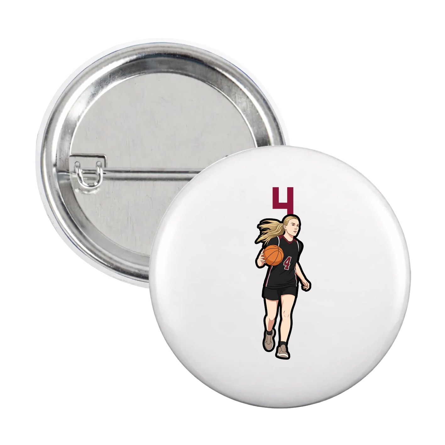 Game Day Button — Number Top in White