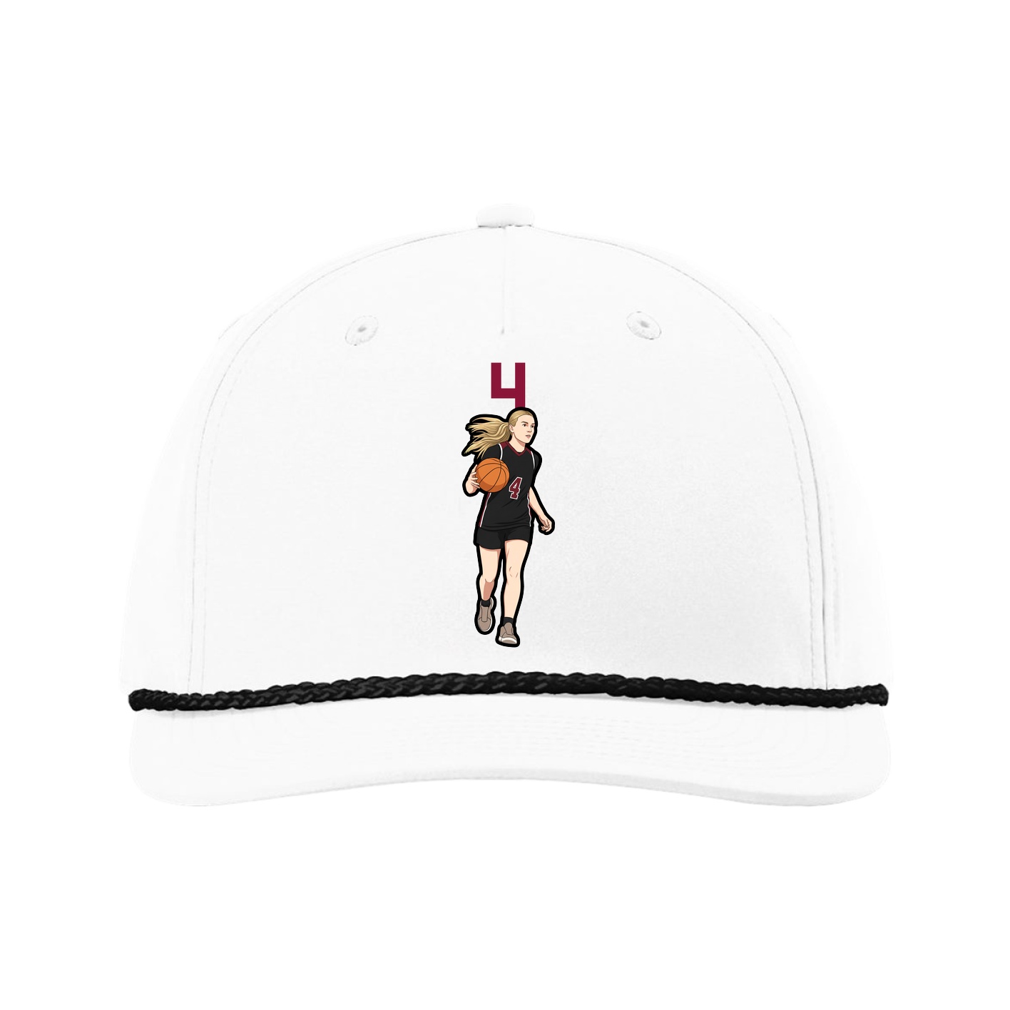 Five-Panel Classic Rope Cap — Number Top in White