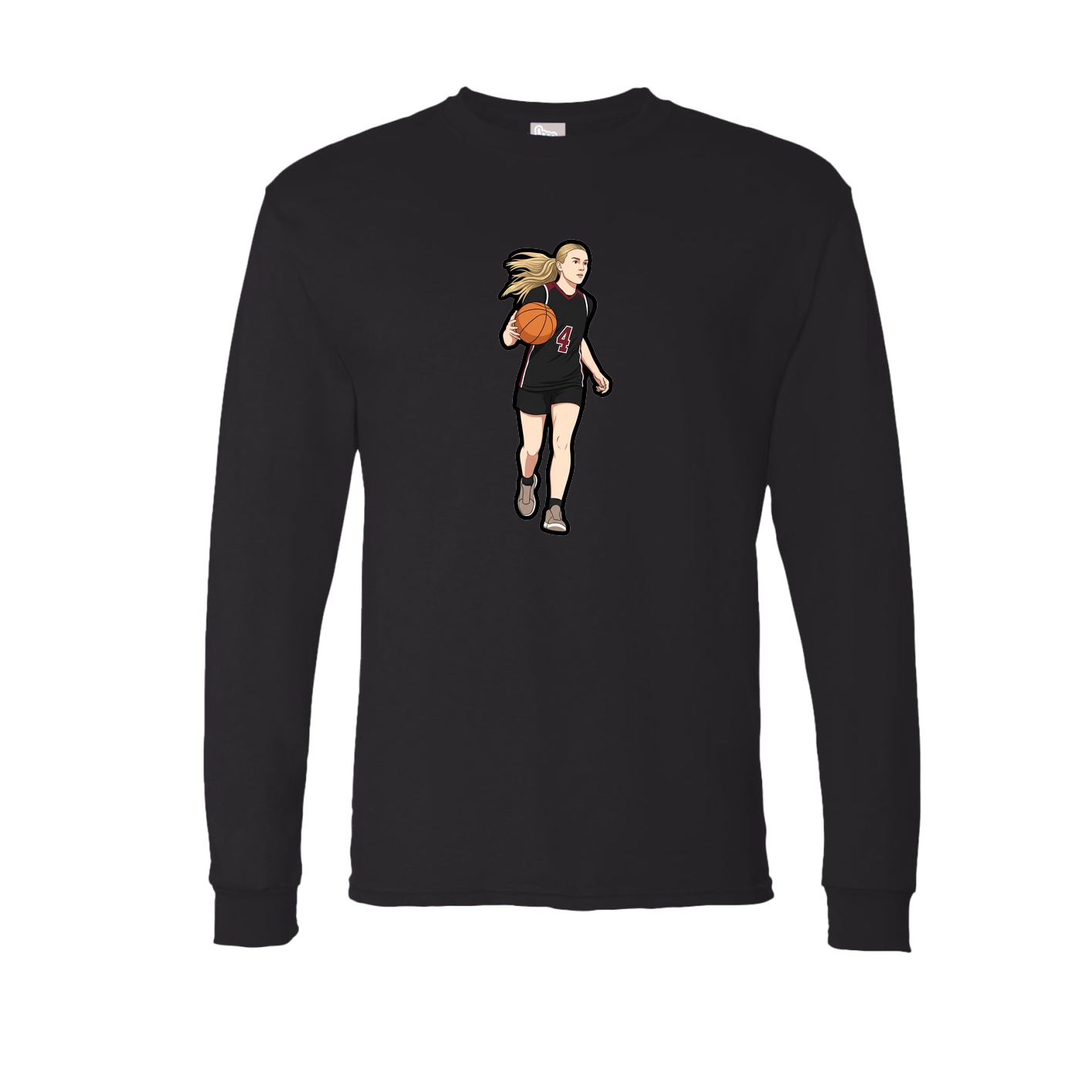 Long Sleeve Tee — Name Vertical in Black