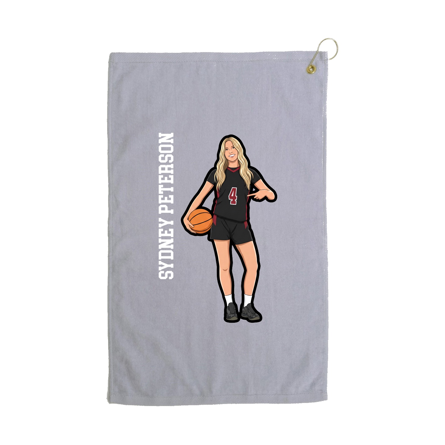 Golf Towel — Name Vertical in Grey