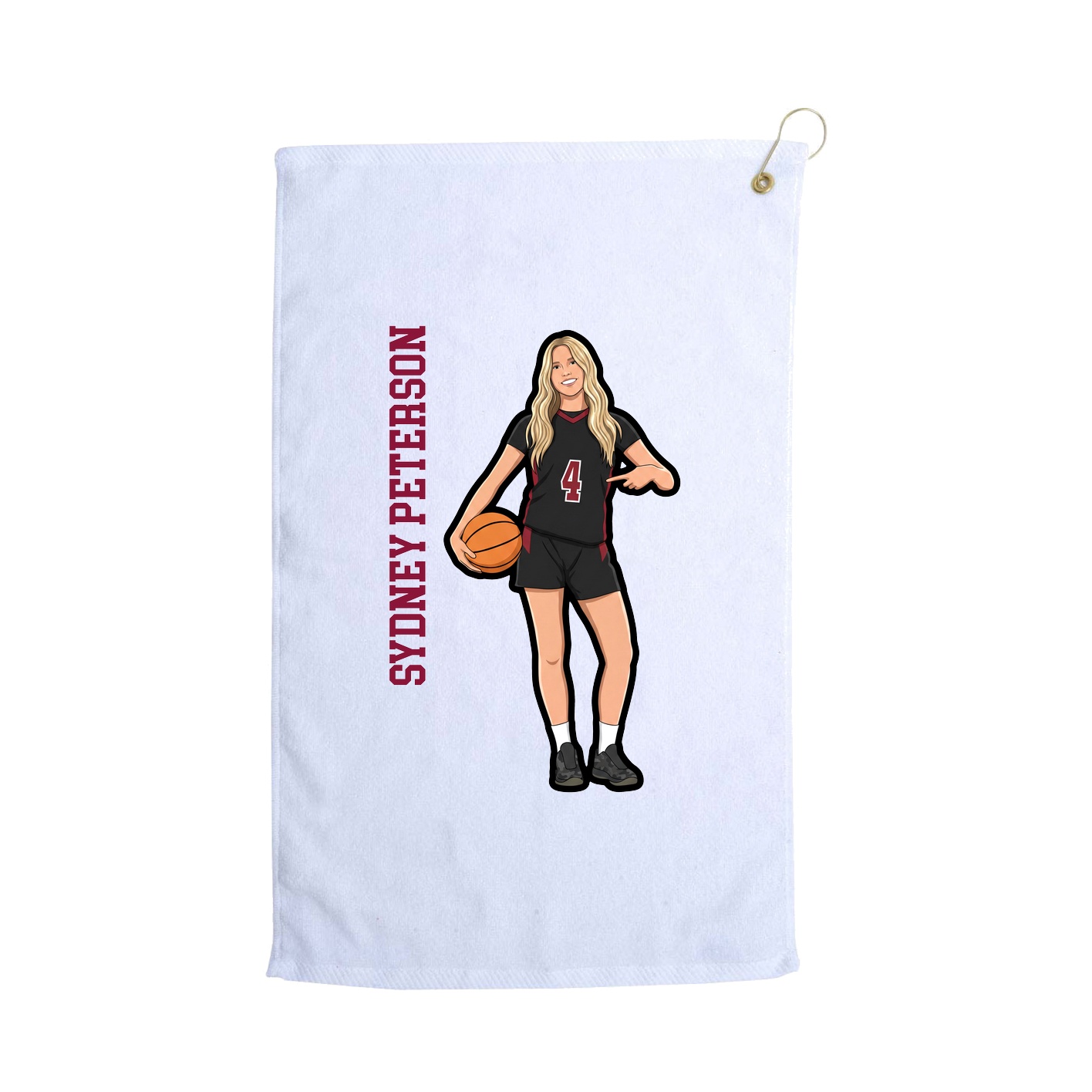 Golf Towel — Name Vertical in White