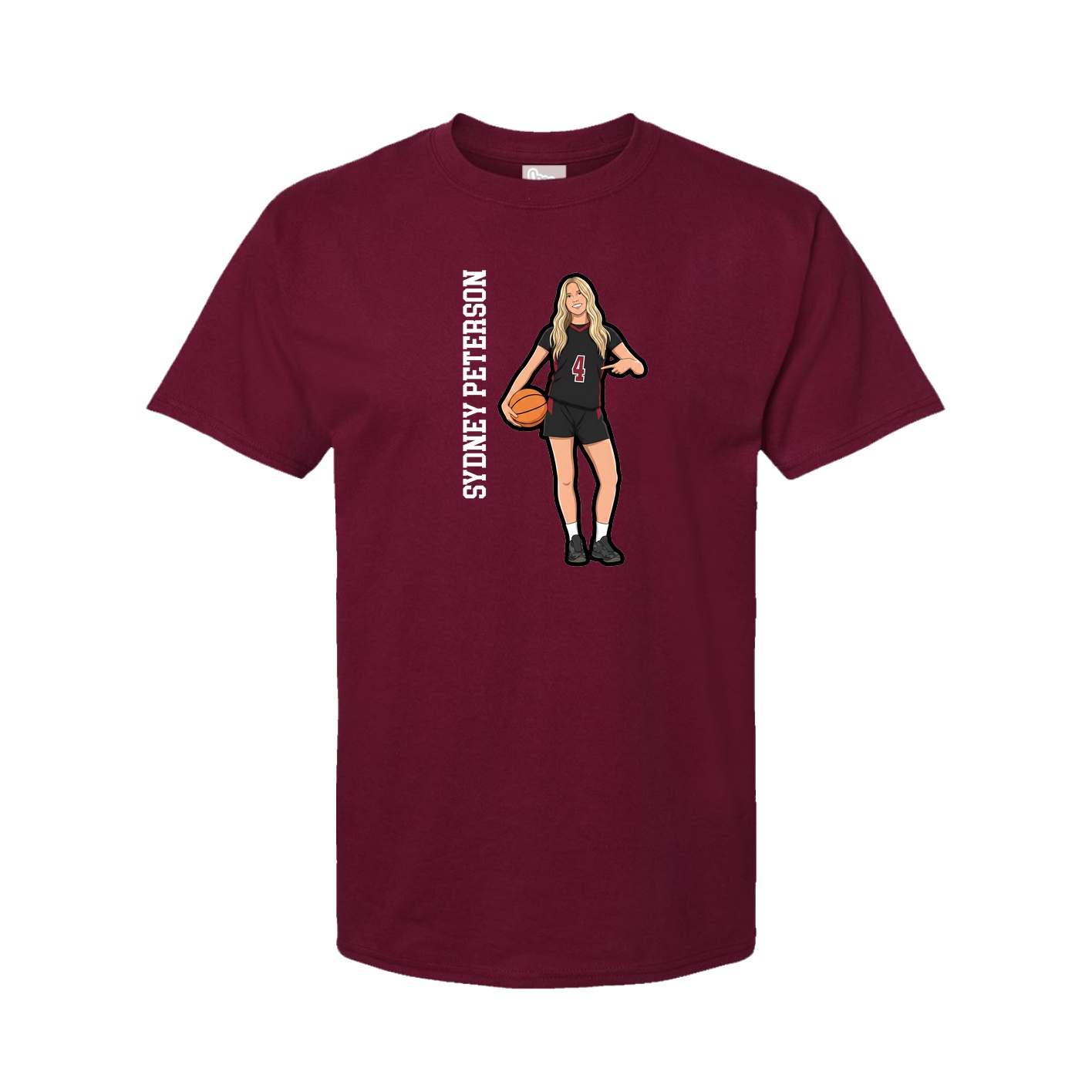 Youth Tee — Name Vertical in Cardinal