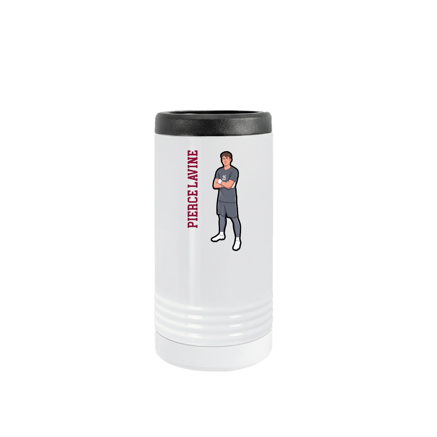 Slim Beverage Holder — Name Vertical in White