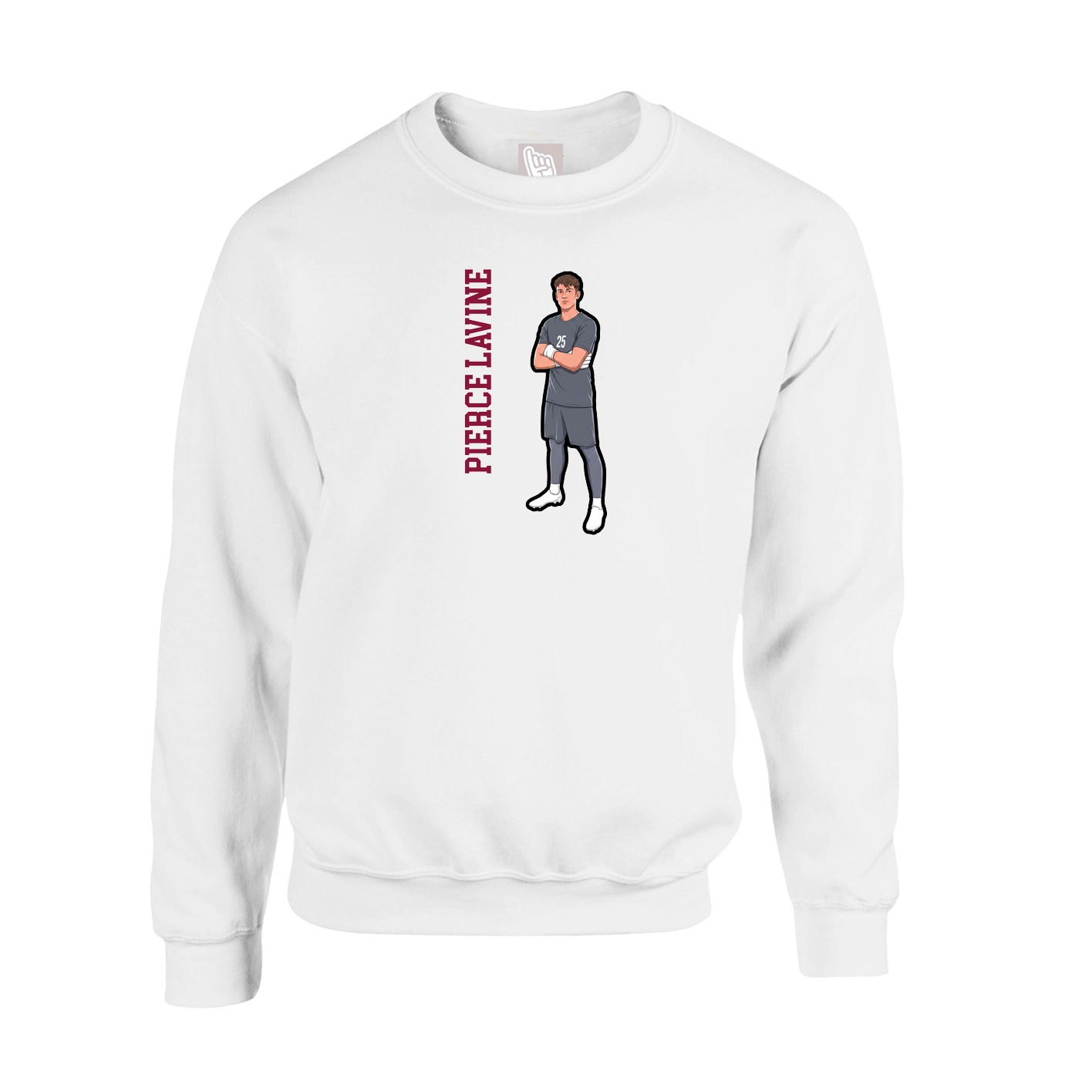 Fleece Crew — Name Vertical in White