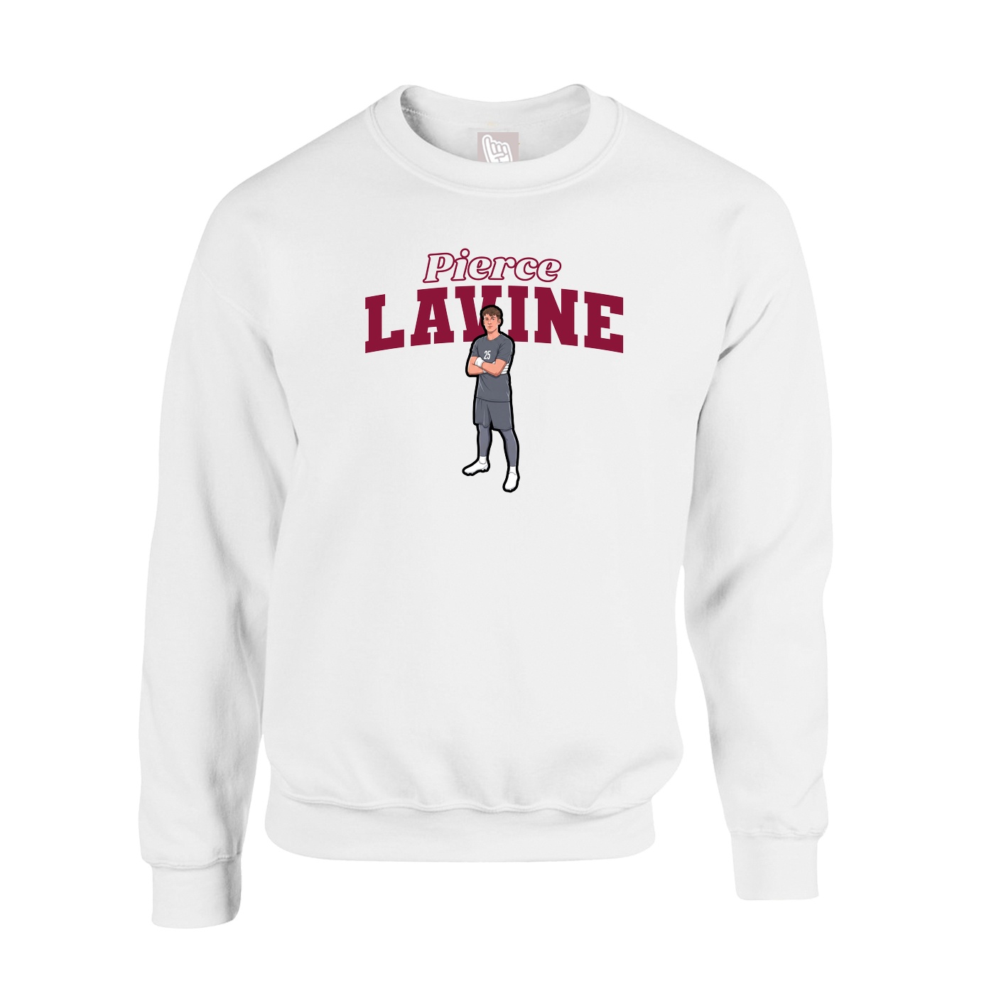 Fleece Crew — Name Arch in White
