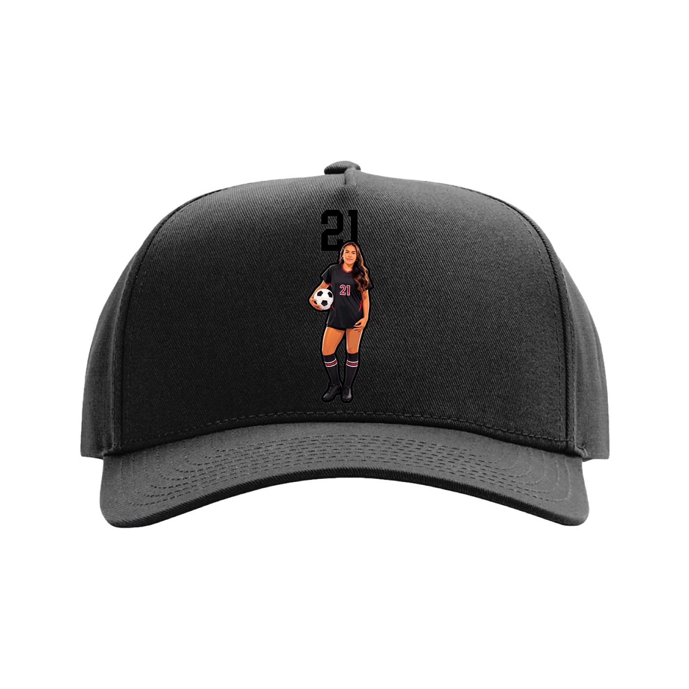 Full Fabric Five-Panel Champ Cap — Number Top in Black