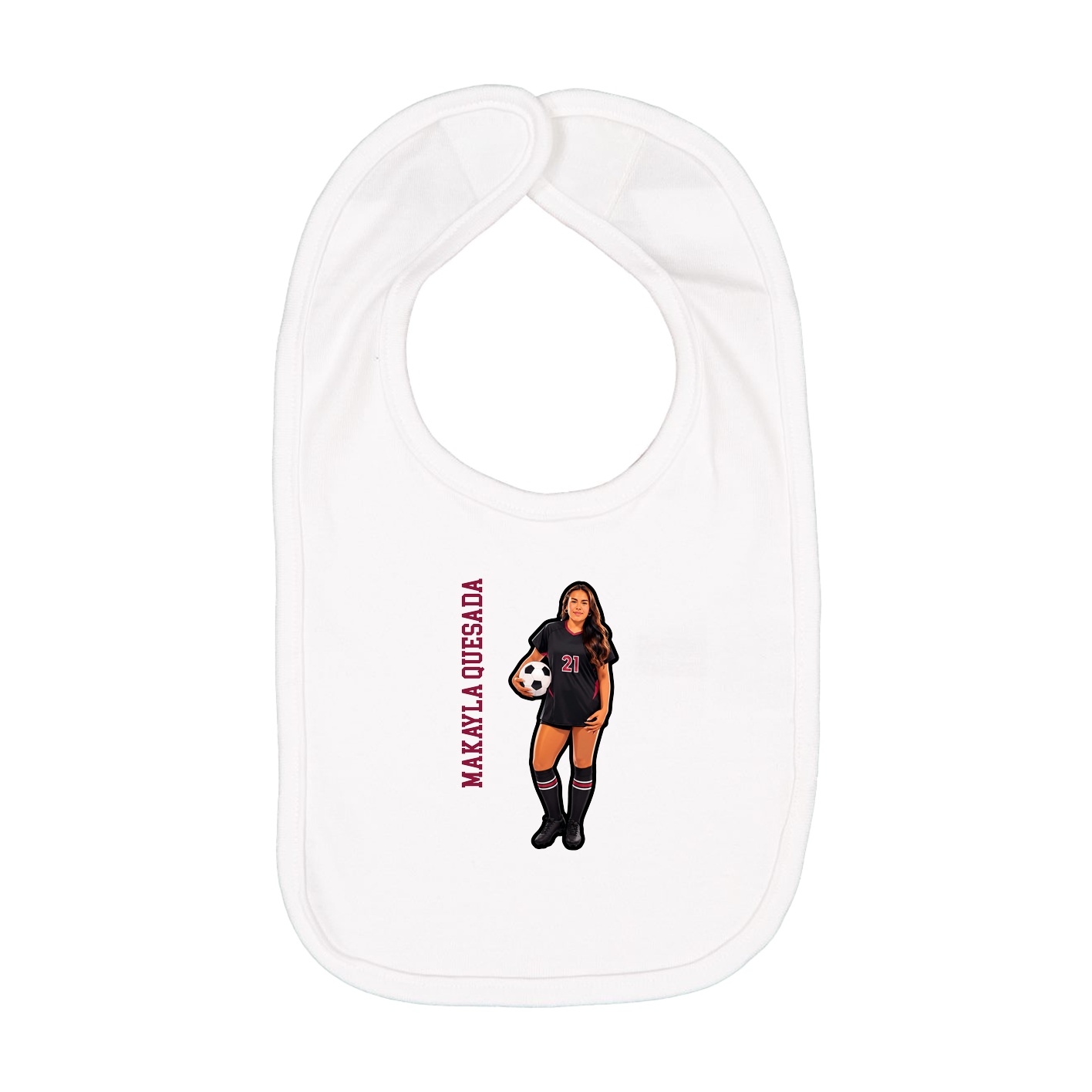 Infant Bib — Name Vertical in White