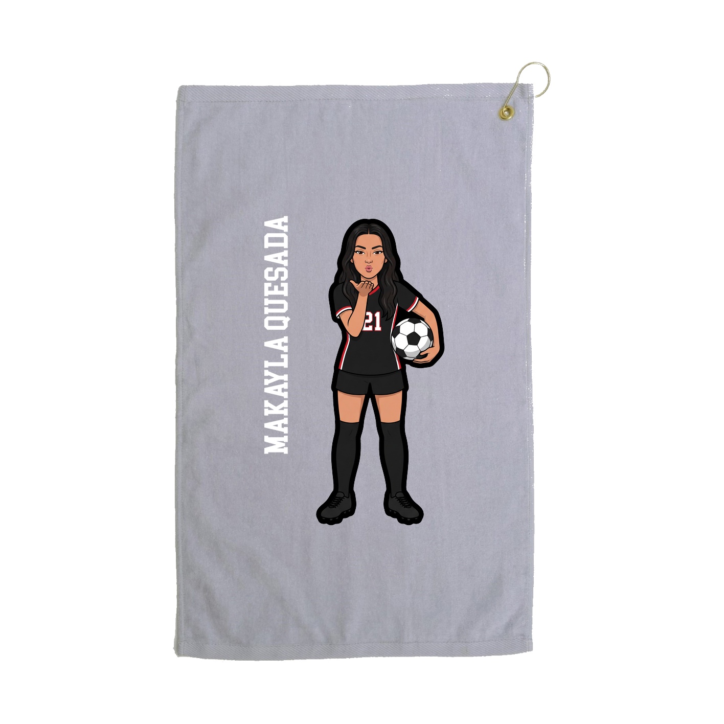 Golf Towel — Name Vertical in Grey