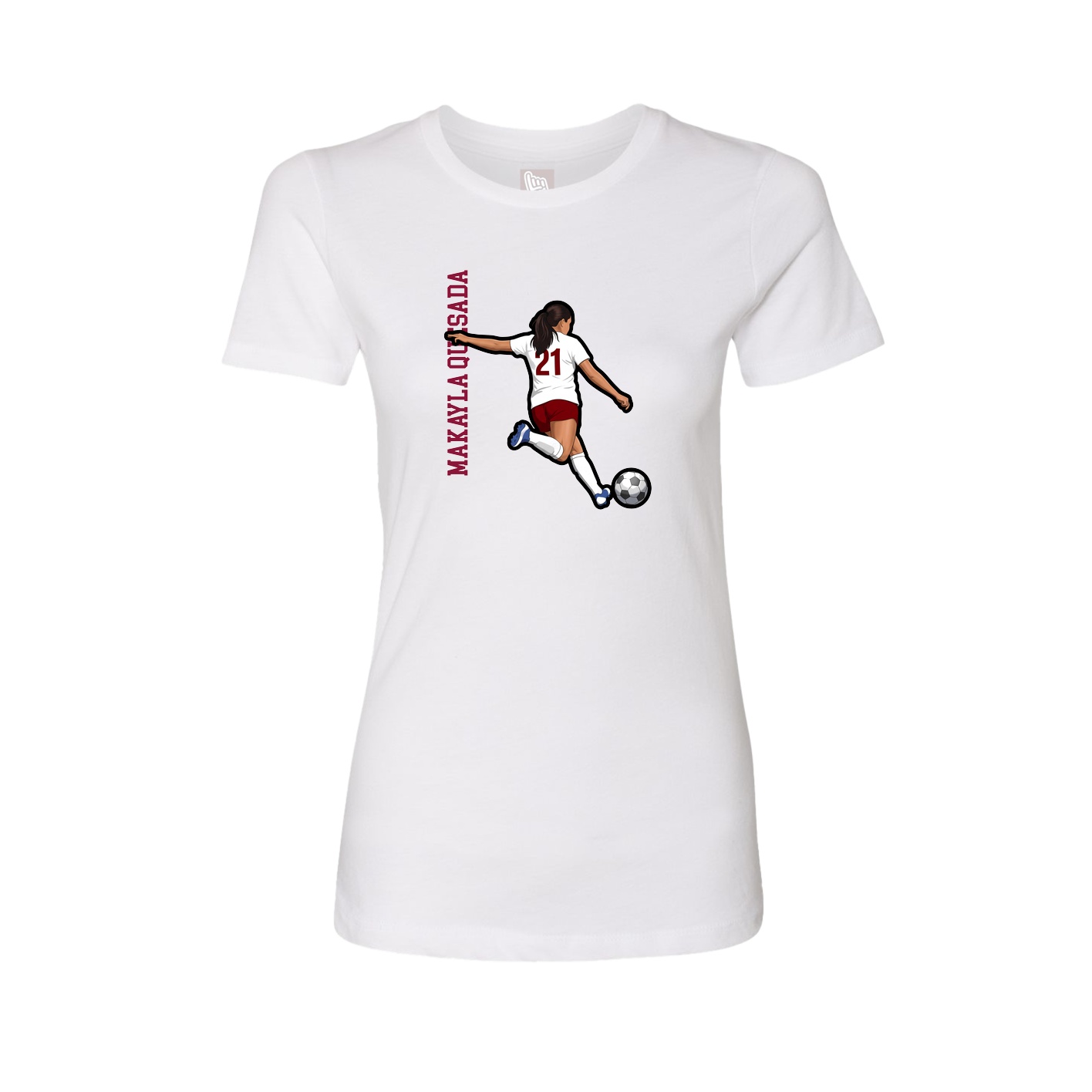 Fitted Women's Tee — Name Vertical in White
