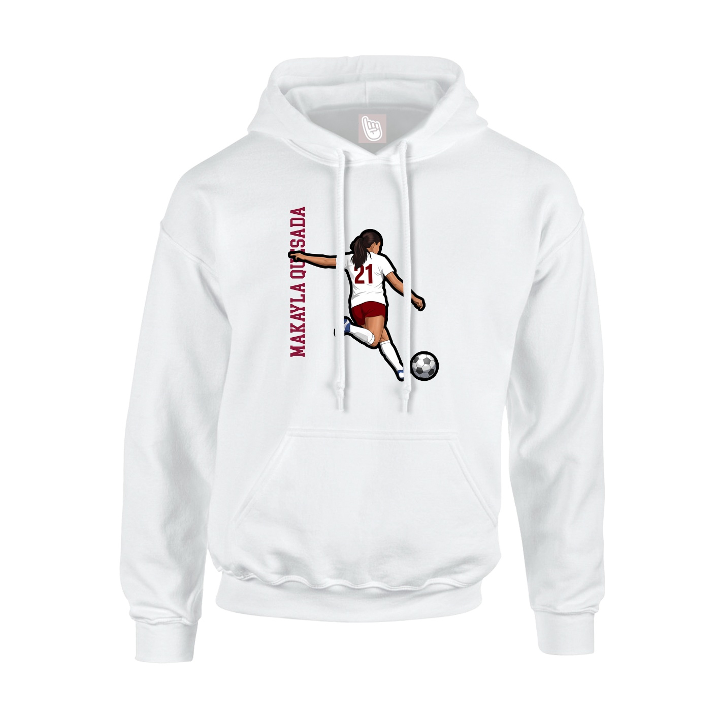 Youth Hoodie — Name Vertical in White