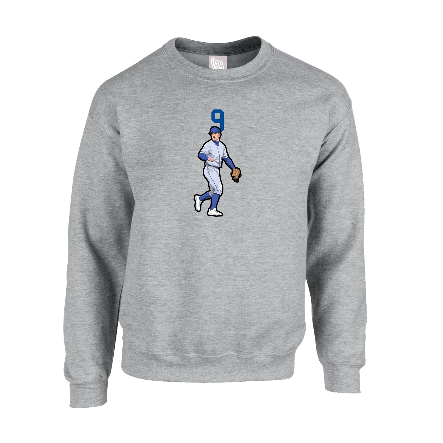 Fleece Crew — Number Top in Grey