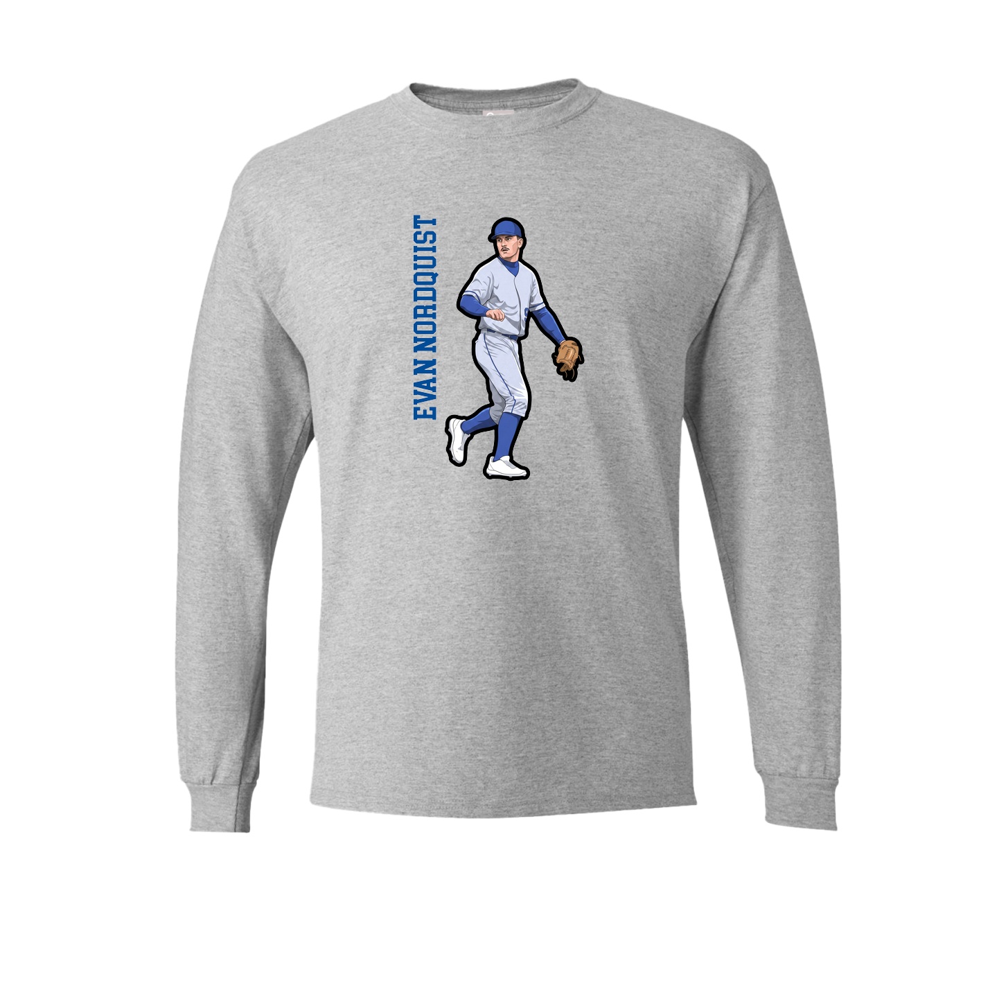 Long Sleeve Tee — Name Vertical in Grey
