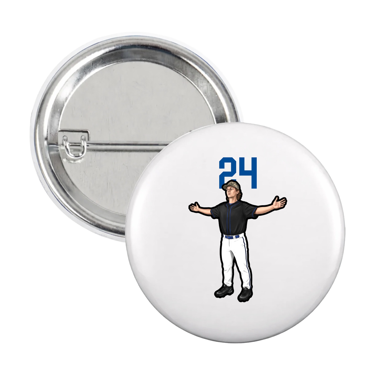 Game Day Button — Number Top in White