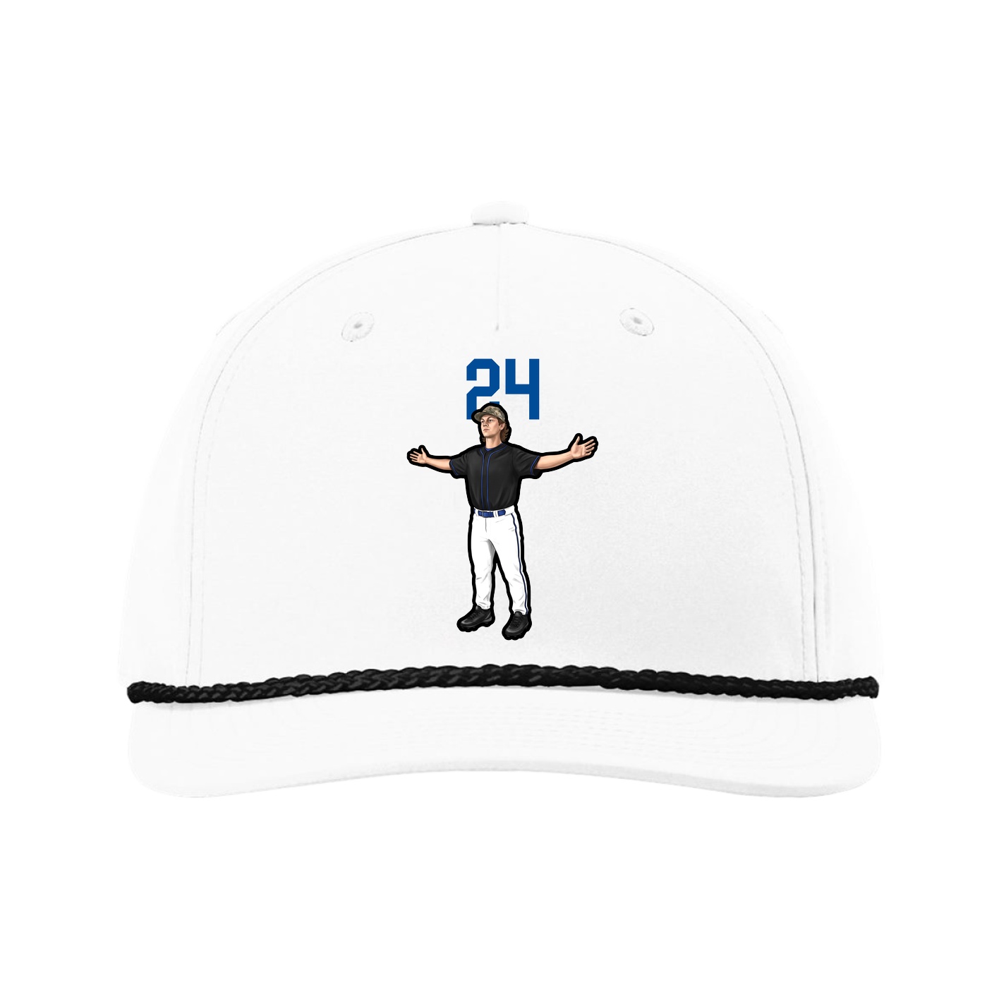 Five-Panel Classic Rope Cap — Number Top in White