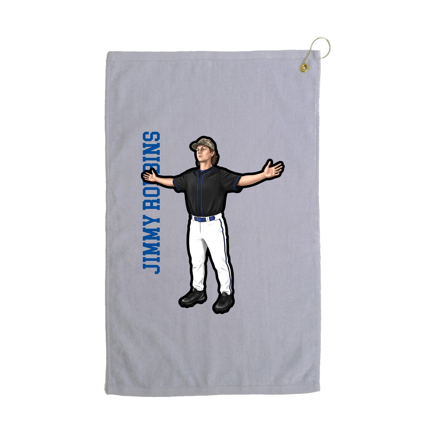 Golf Towel — Name Vertical in Grey
