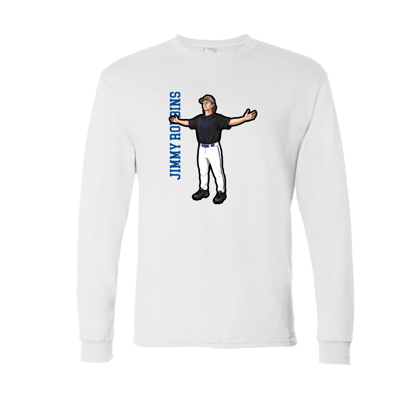 Long Sleeve Tee — Name Vertical in White