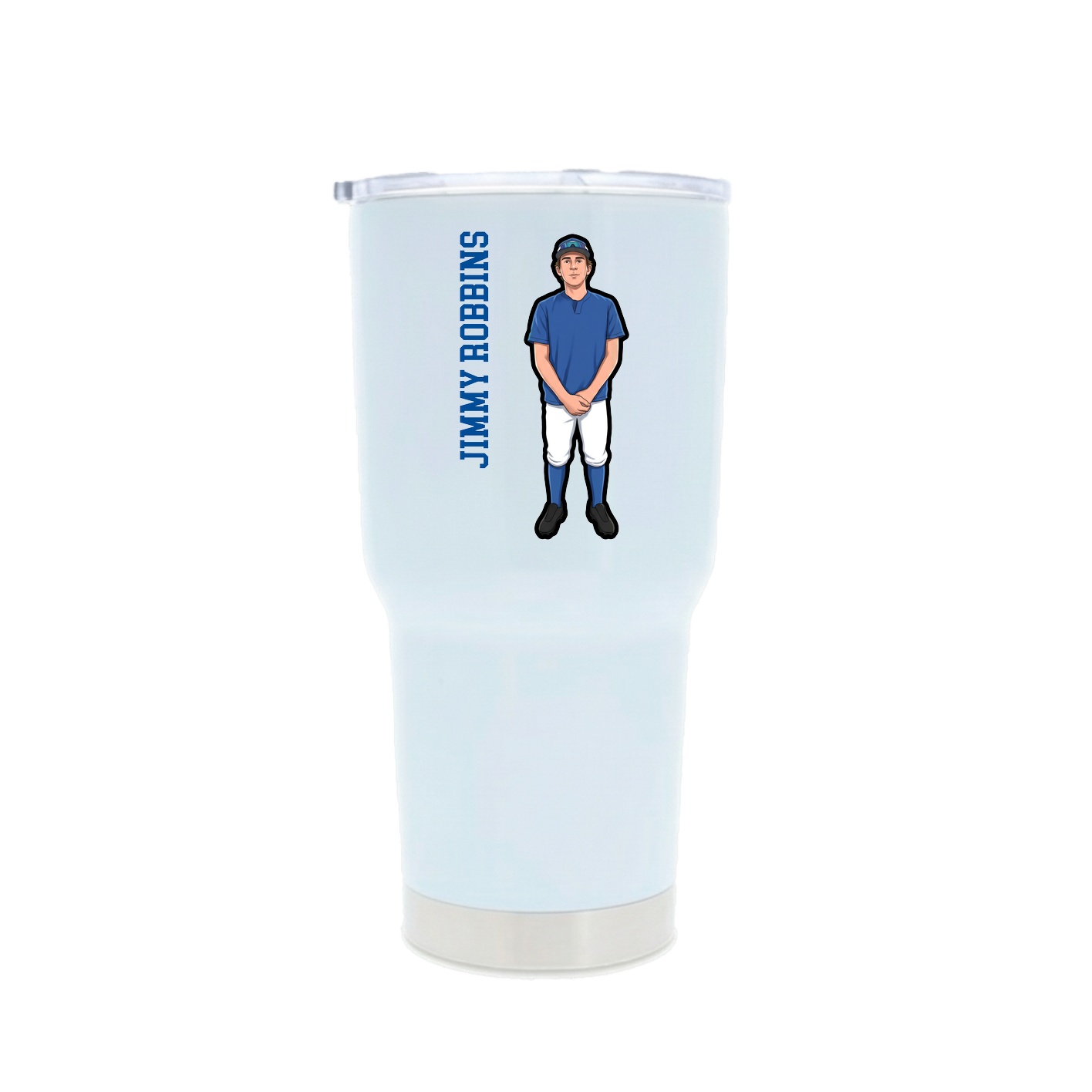 30oz Stainless Steel Tumbler — Name Vertical in White