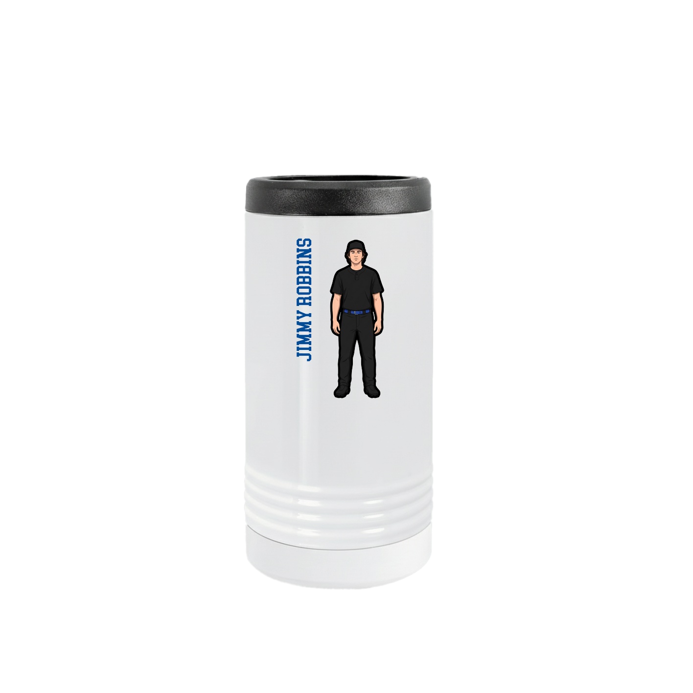 Slim Beverage Holder — Name Vertical in White