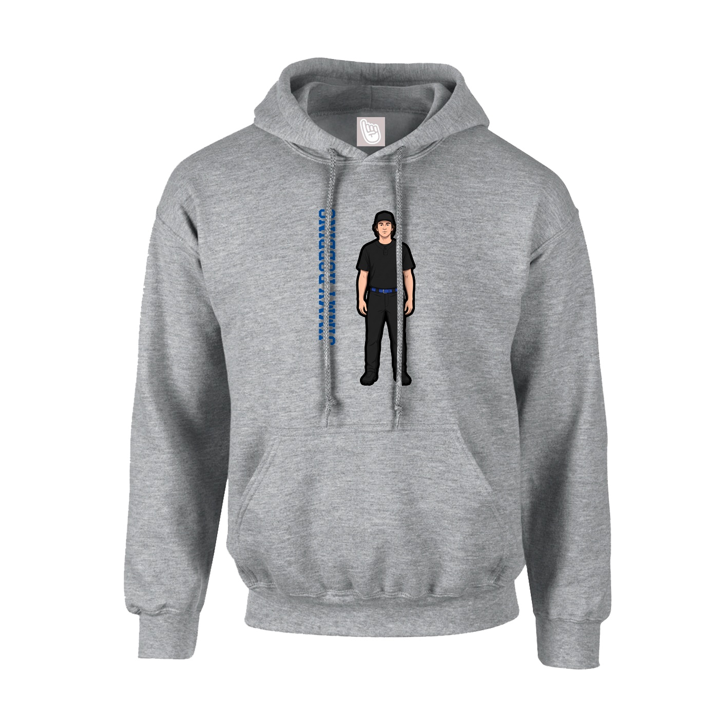 Youth Hoodie — Name Vertical in Grey