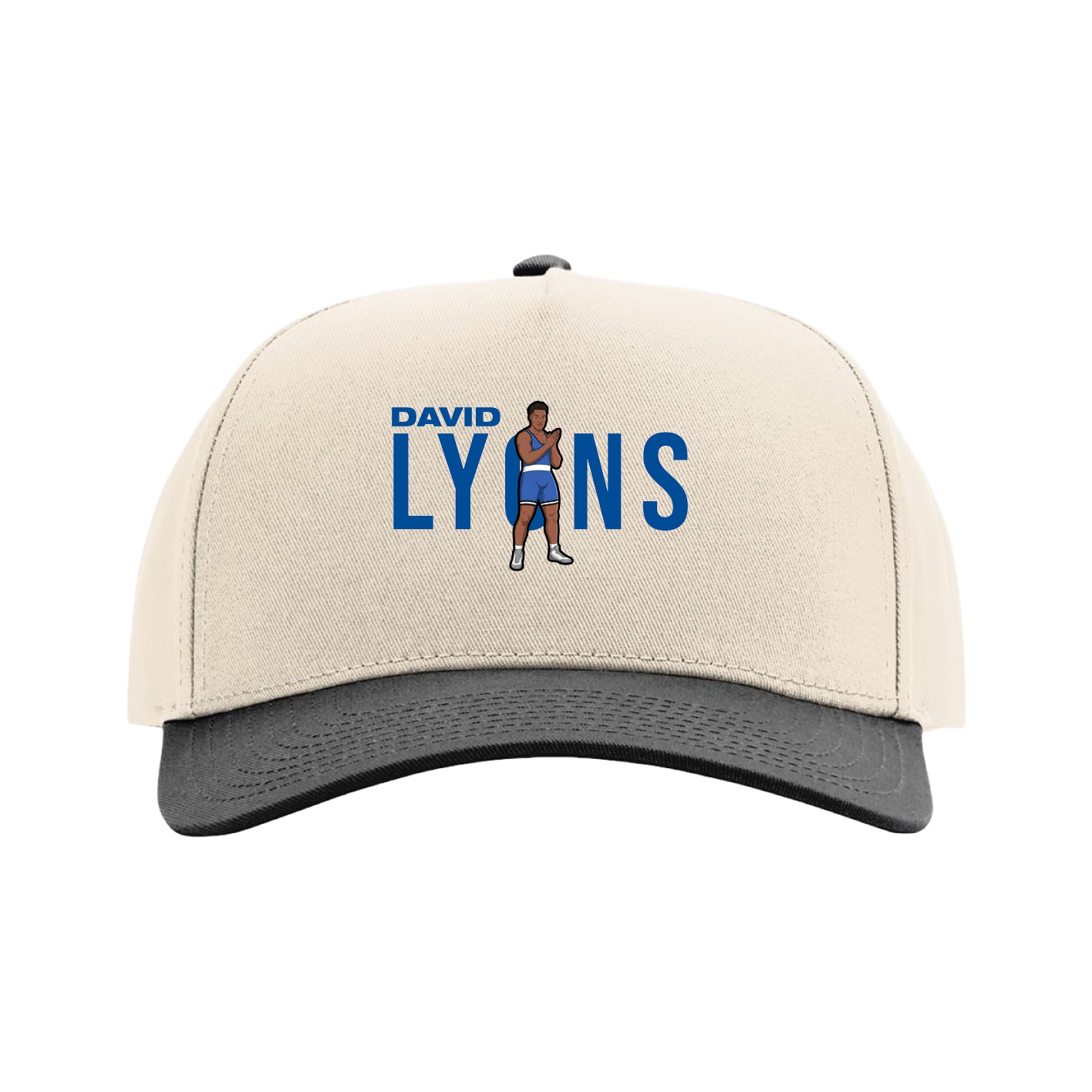 Full Fabric Five-Panel Champ Cap — Player Name in Cream/Black