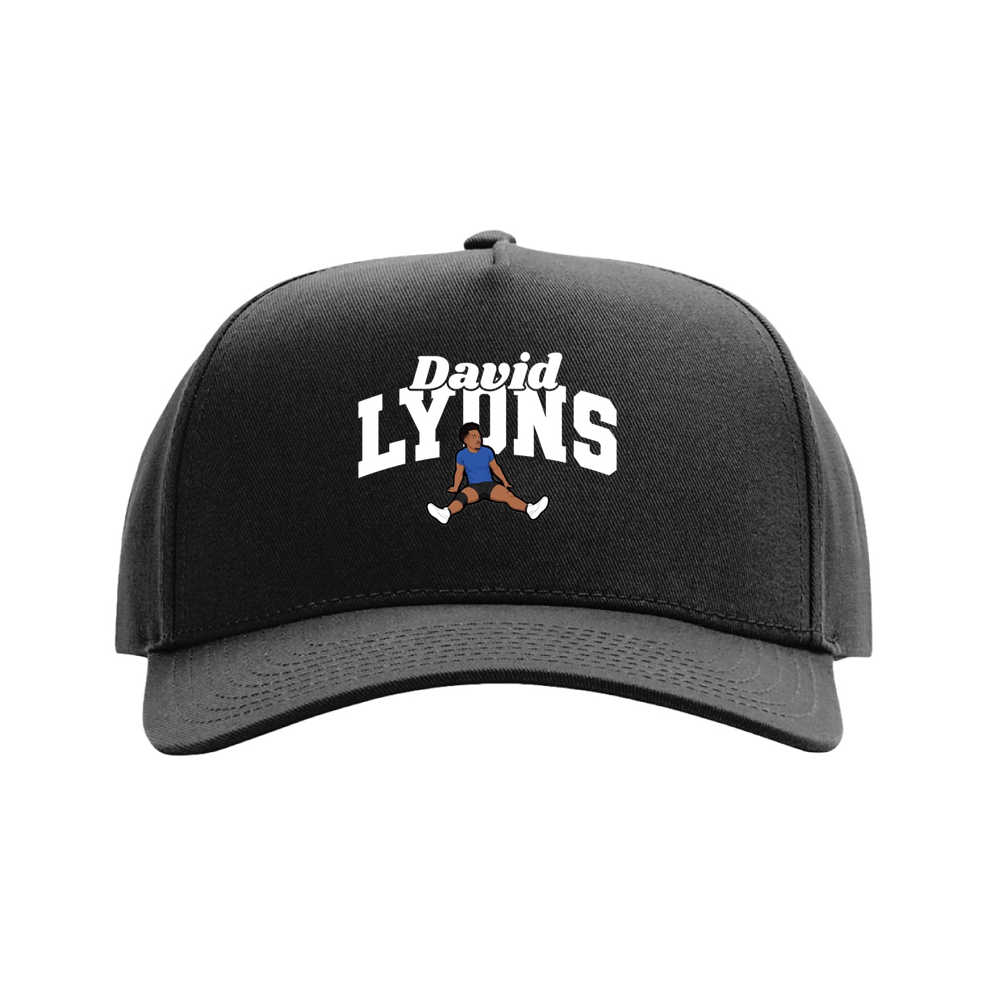 Full Fabric Five-Panel Champ Cap — Signature Arch in Black