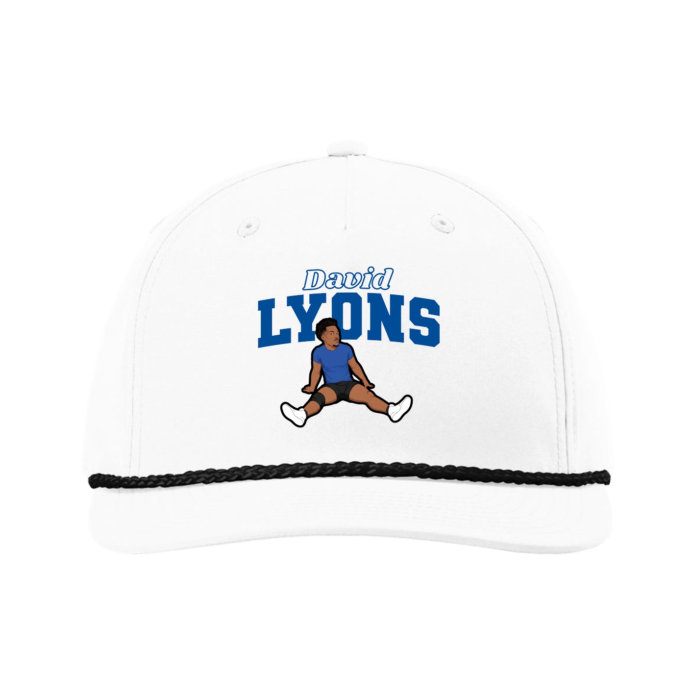 Five-Panel Classic Rope Cap — Name Arch in White