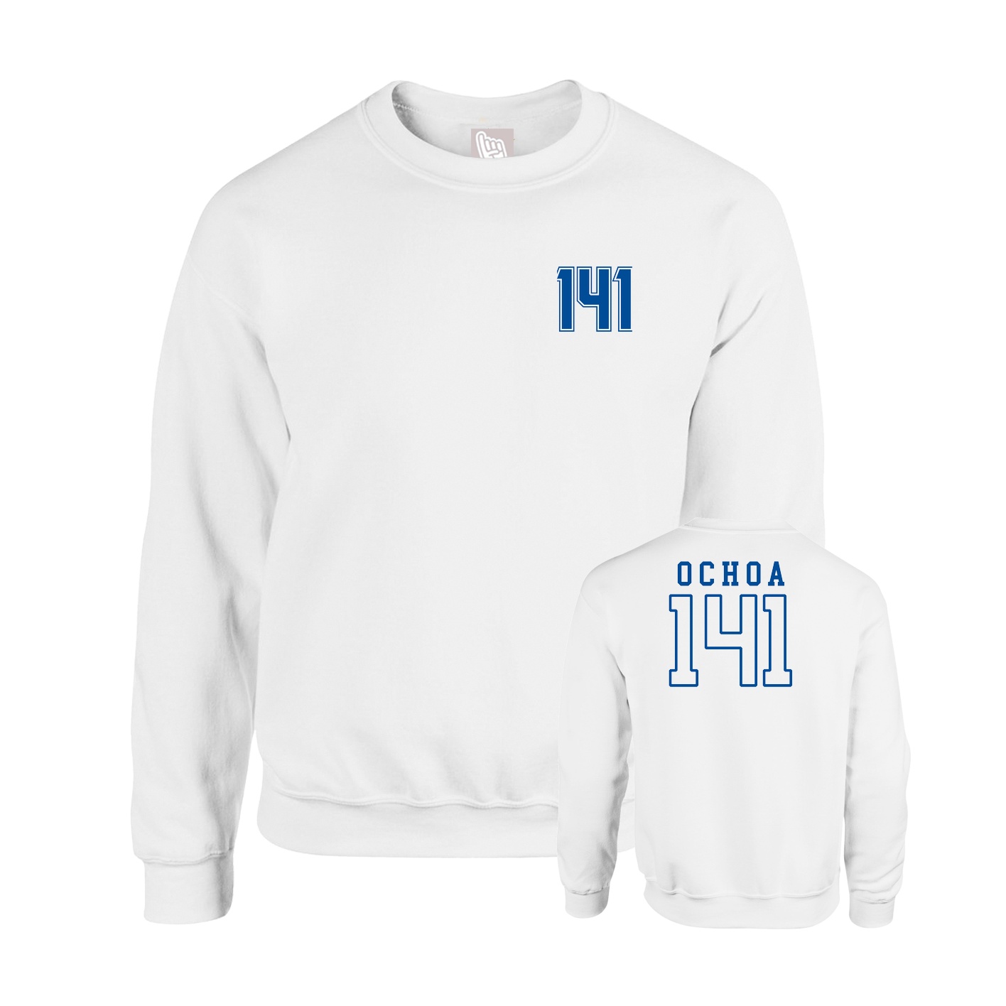 Fleece Crew — Chest Back in White