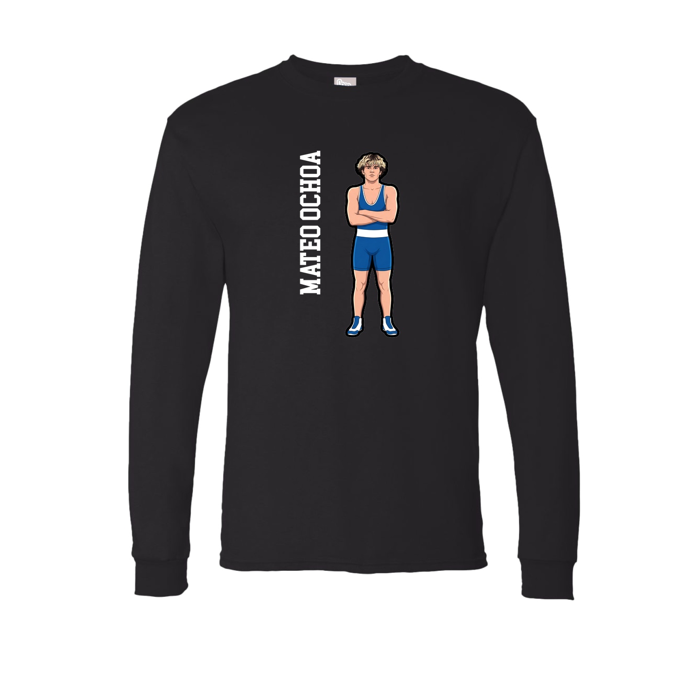 Long Sleeve Tee — Name Vertical in Black