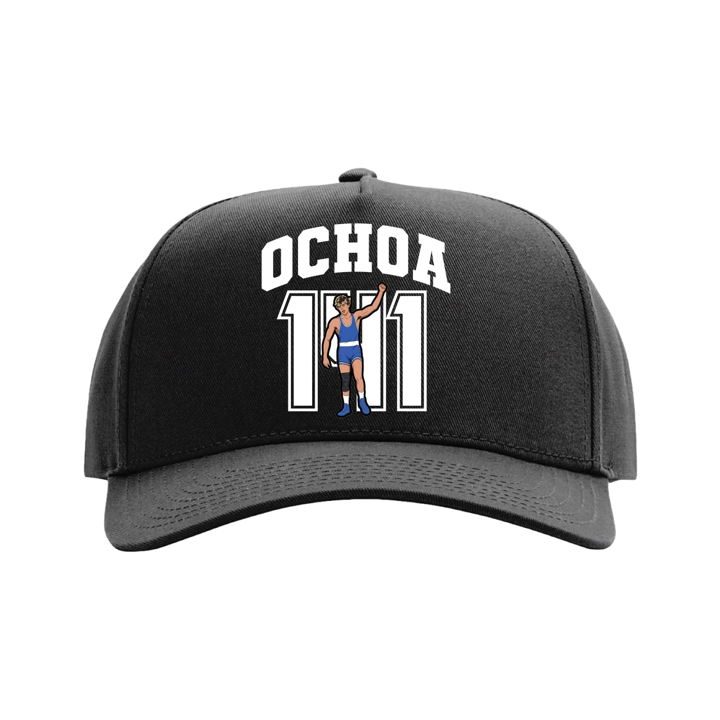 Full Fabric Five-Panel Champ Cap — Number in Black