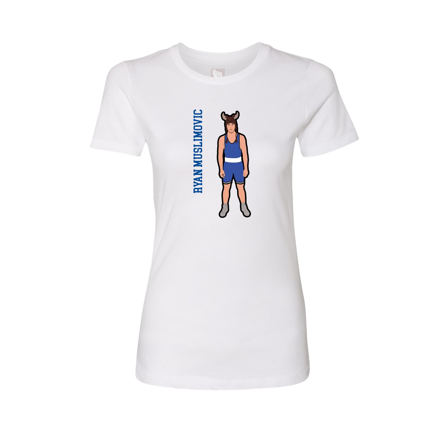 Fitted Women's Tee — Name Vertical in White