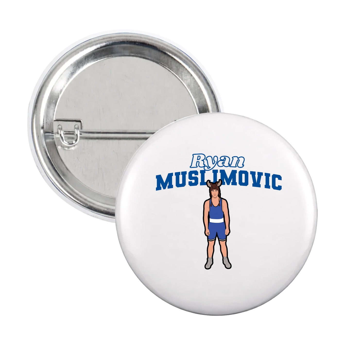 Game Day Button — Name Arch in White