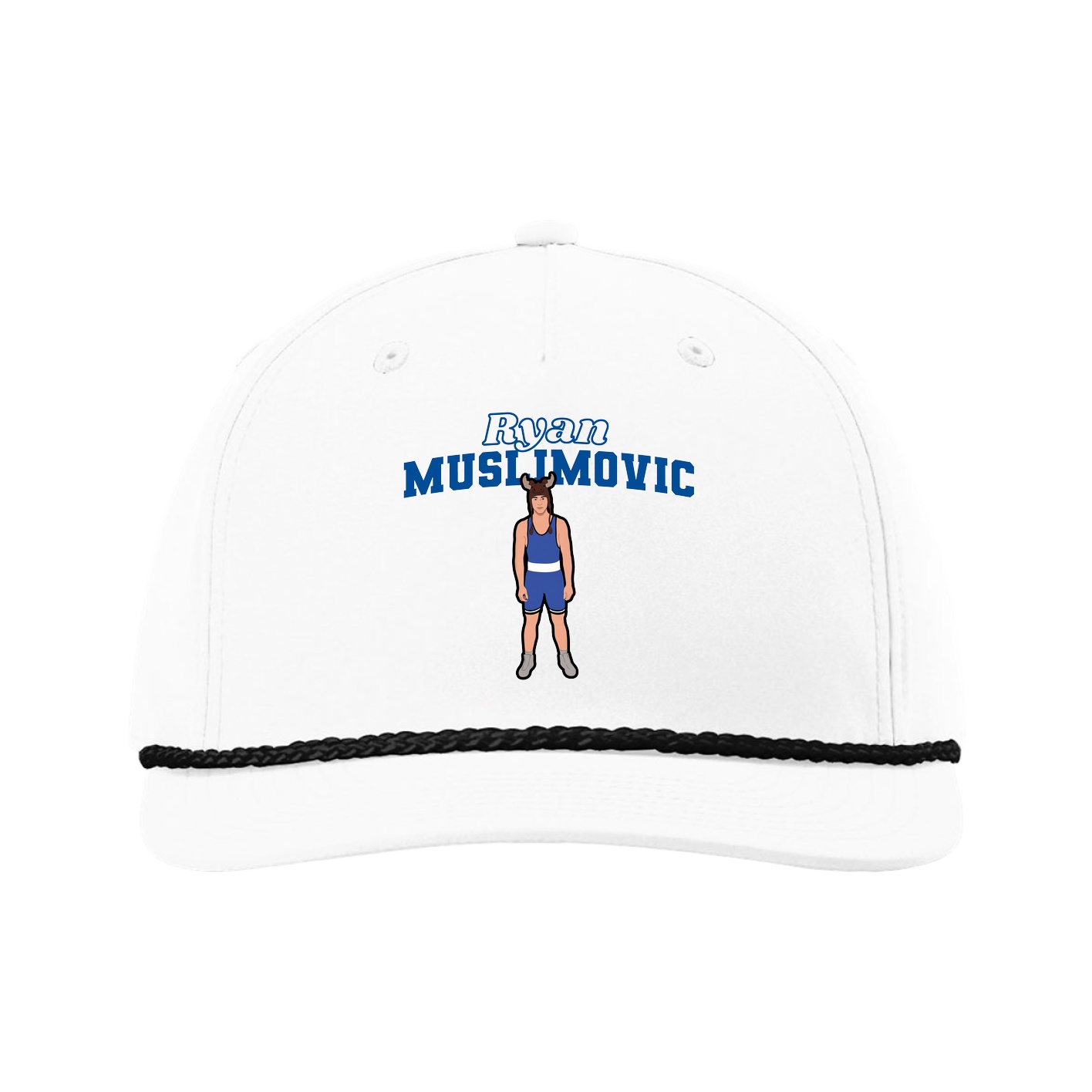 Five-Panel Classic Rope Cap — Name Arch in White