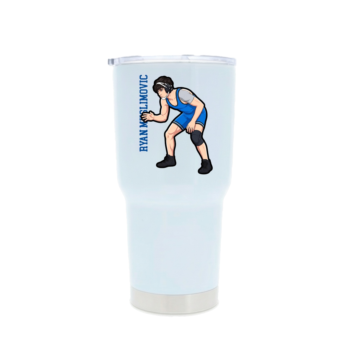 30oz Stainless Steel Tumbler — Name Vertical in White