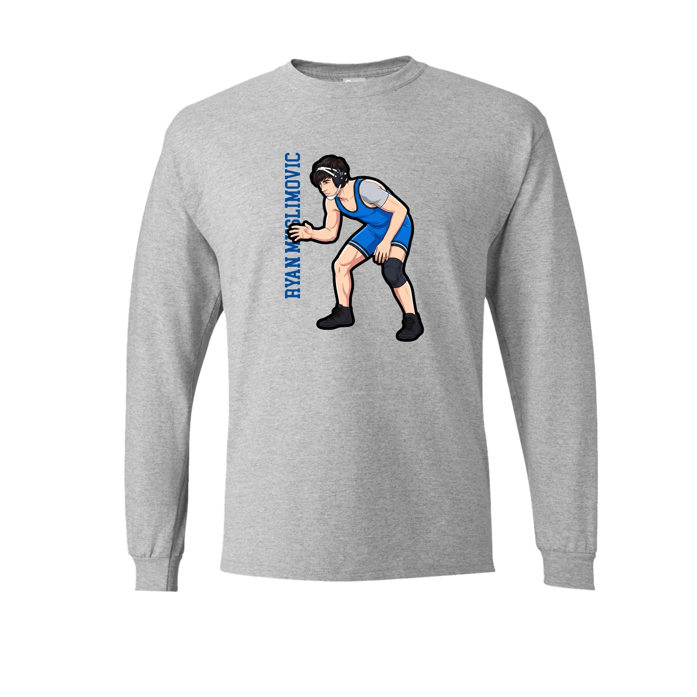 Long Sleeve Tee — Name Vertical in Grey