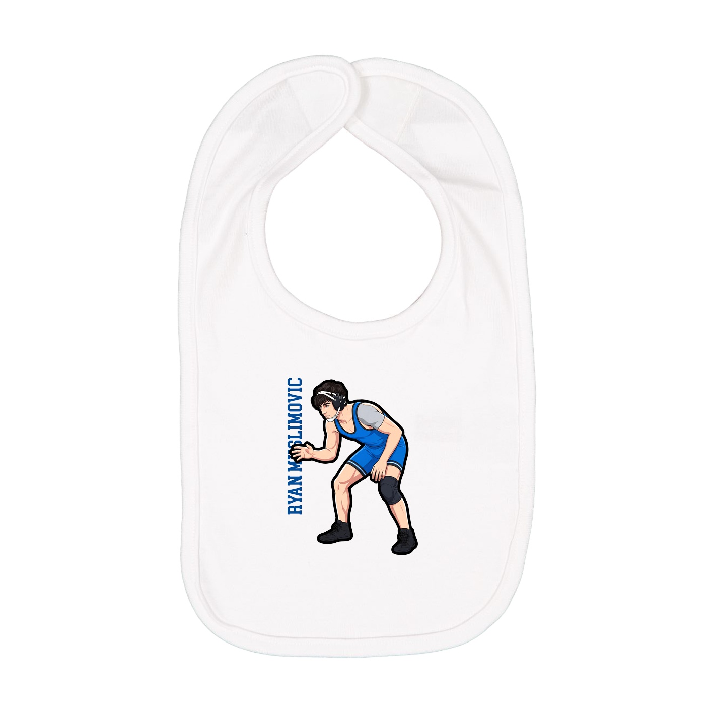 Infant Bib — Name Vertical in White