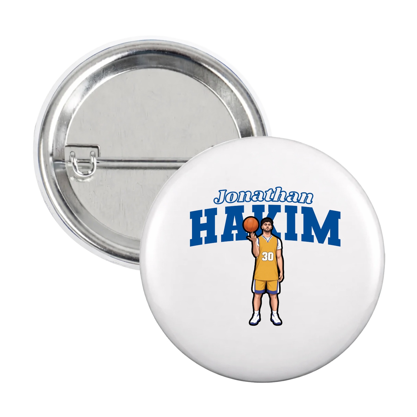 Game Day Button — Name Arch in White