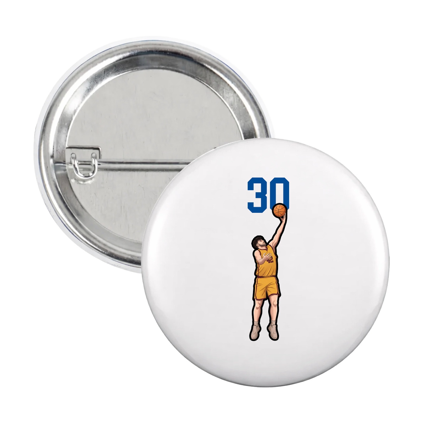 Game Day Button — Number Top in White