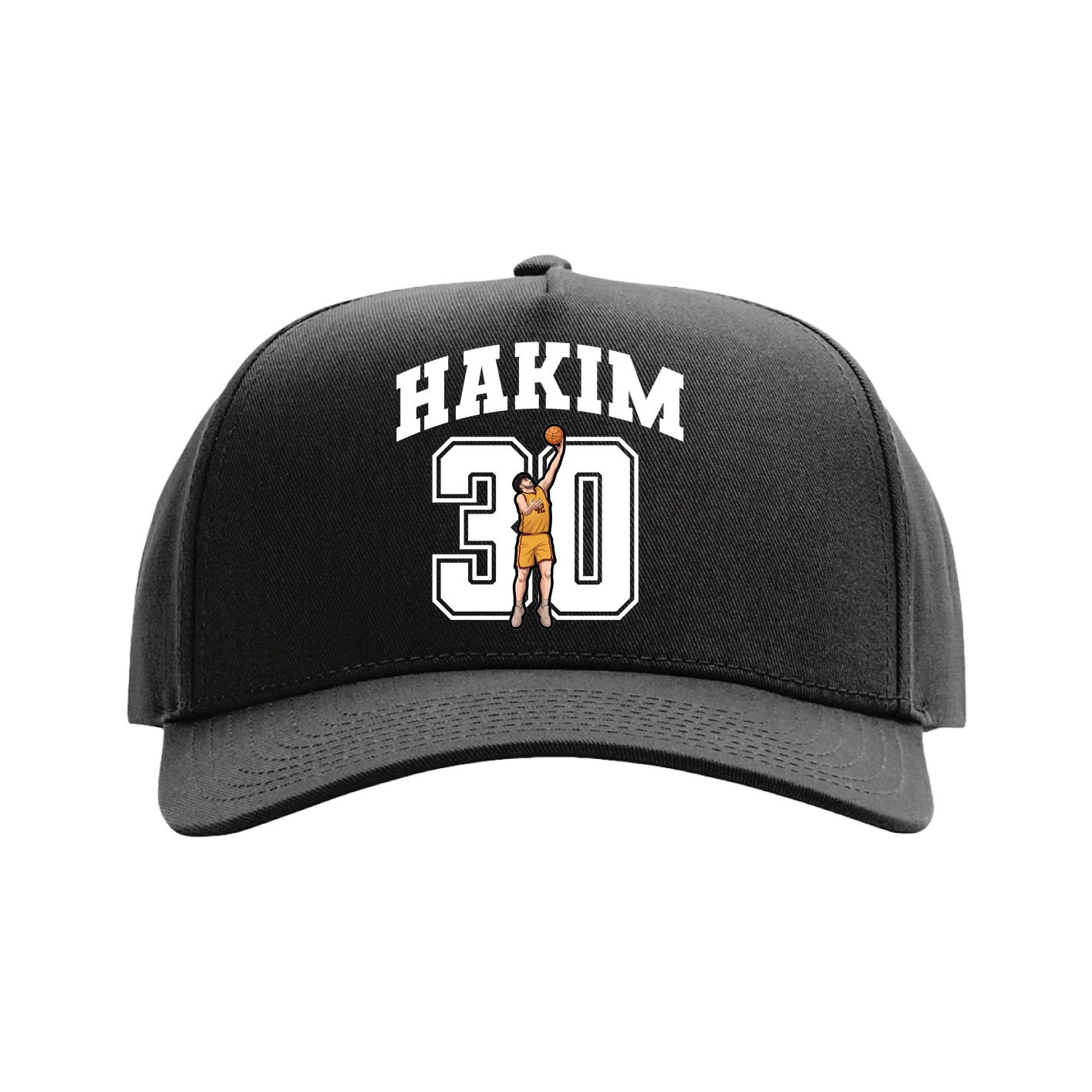 Full Fabric Five-Panel Champ Cap — Number in Black