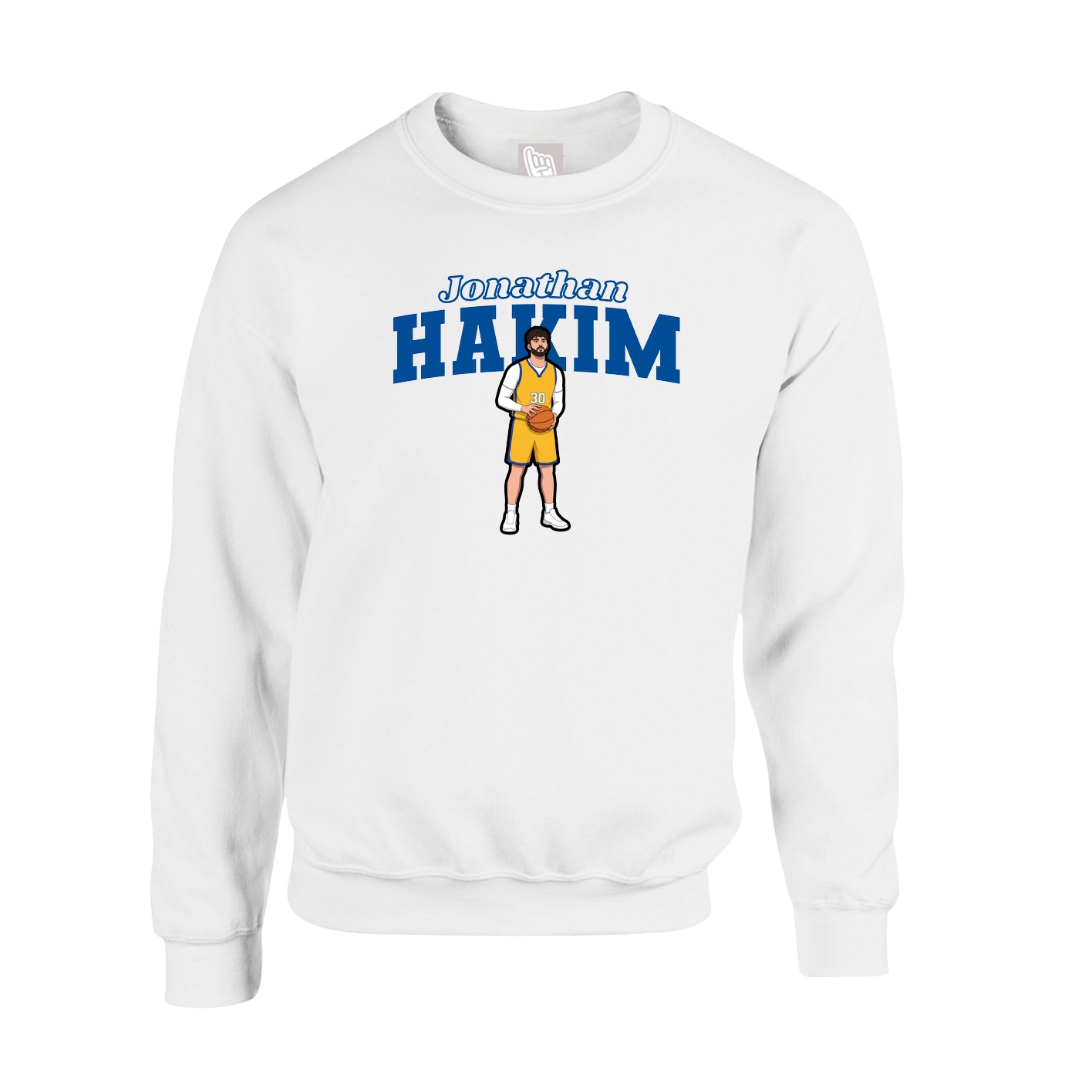 Fleece Crew — Name Arch in White