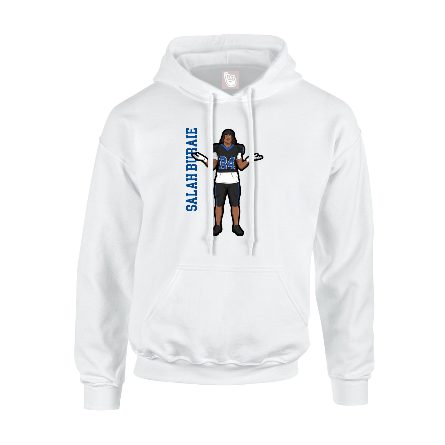 Youth Hoodie — Name Vertical in White
