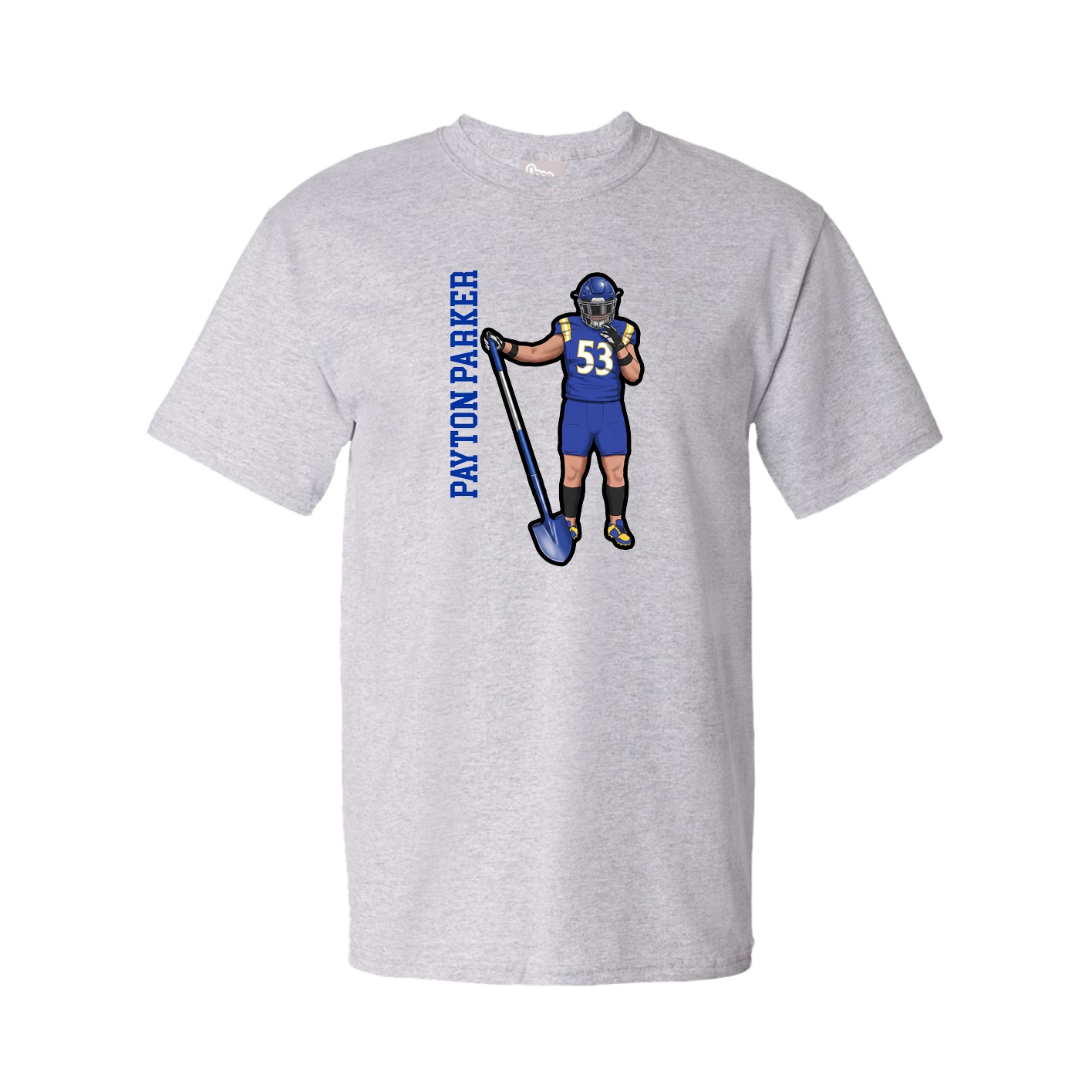 Youth Tee — Name Vertical in Grey