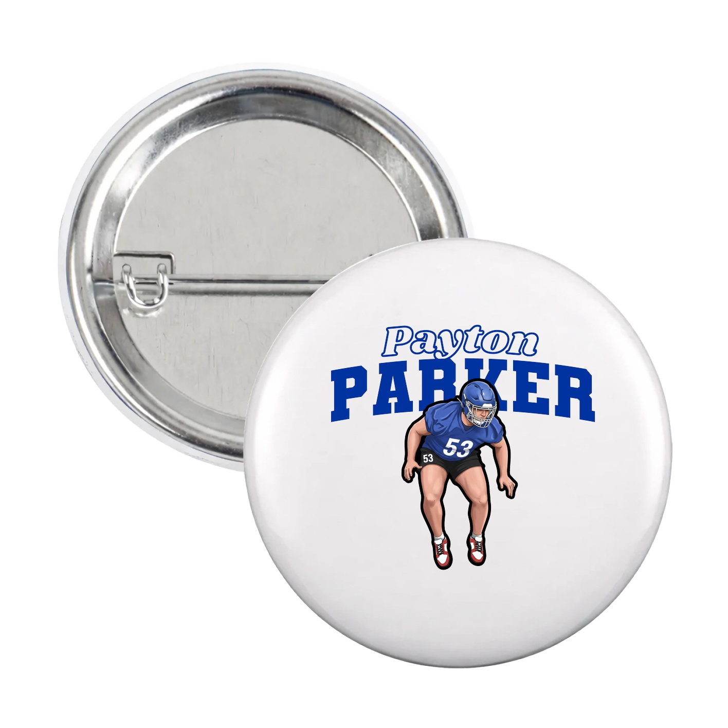 Game Day Button — Name Arch in White