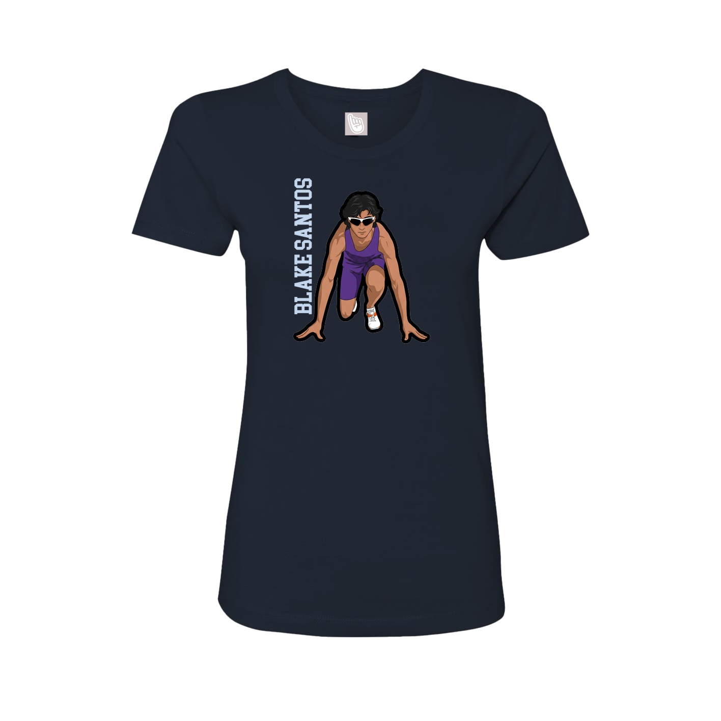 Fitted Women's Tee — Name Vertical in Navy