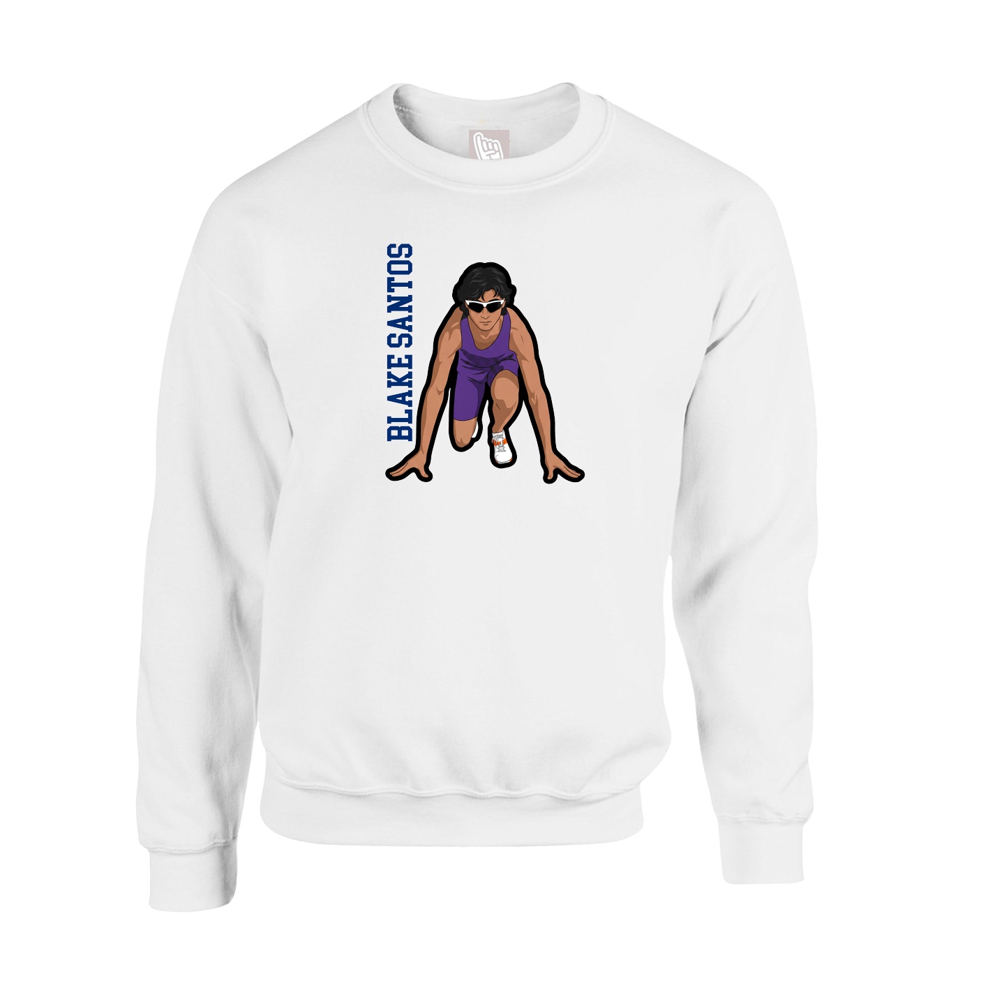 Fleece Crew — Name Vertical in White