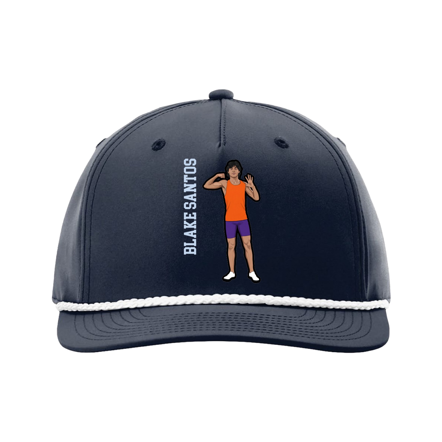 Five-Panel Classic Rope Cap — Name Vertical in Navy
