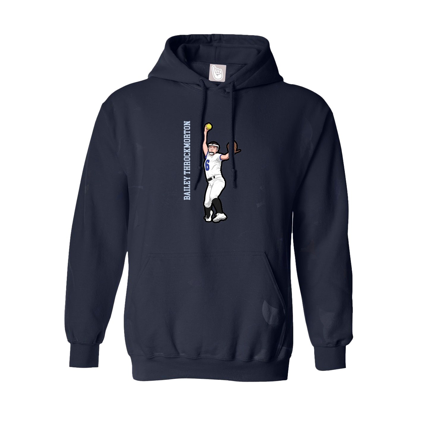 Hoodie — Name Vertical in Navy
