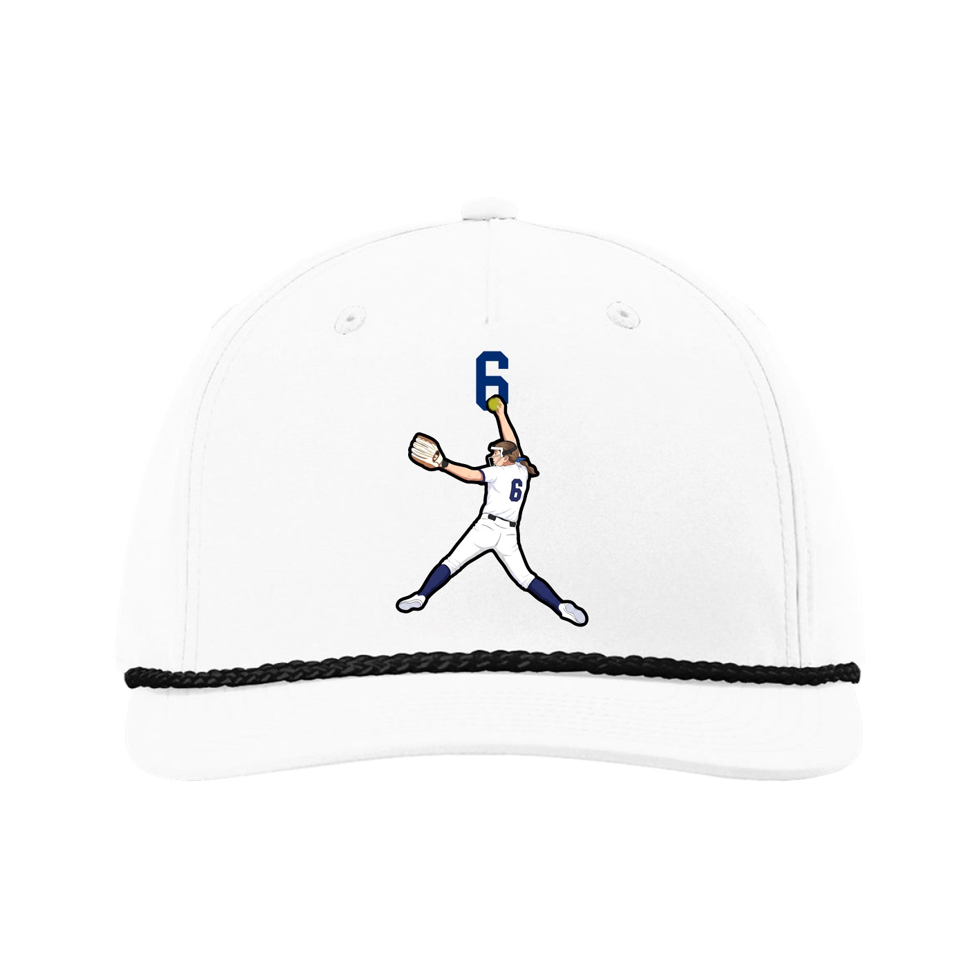 Five-Panel Classic Rope Cap — Number Top in White